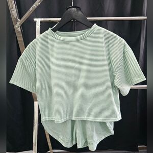 Softari Green Striped PJ Tee & Shorts Set